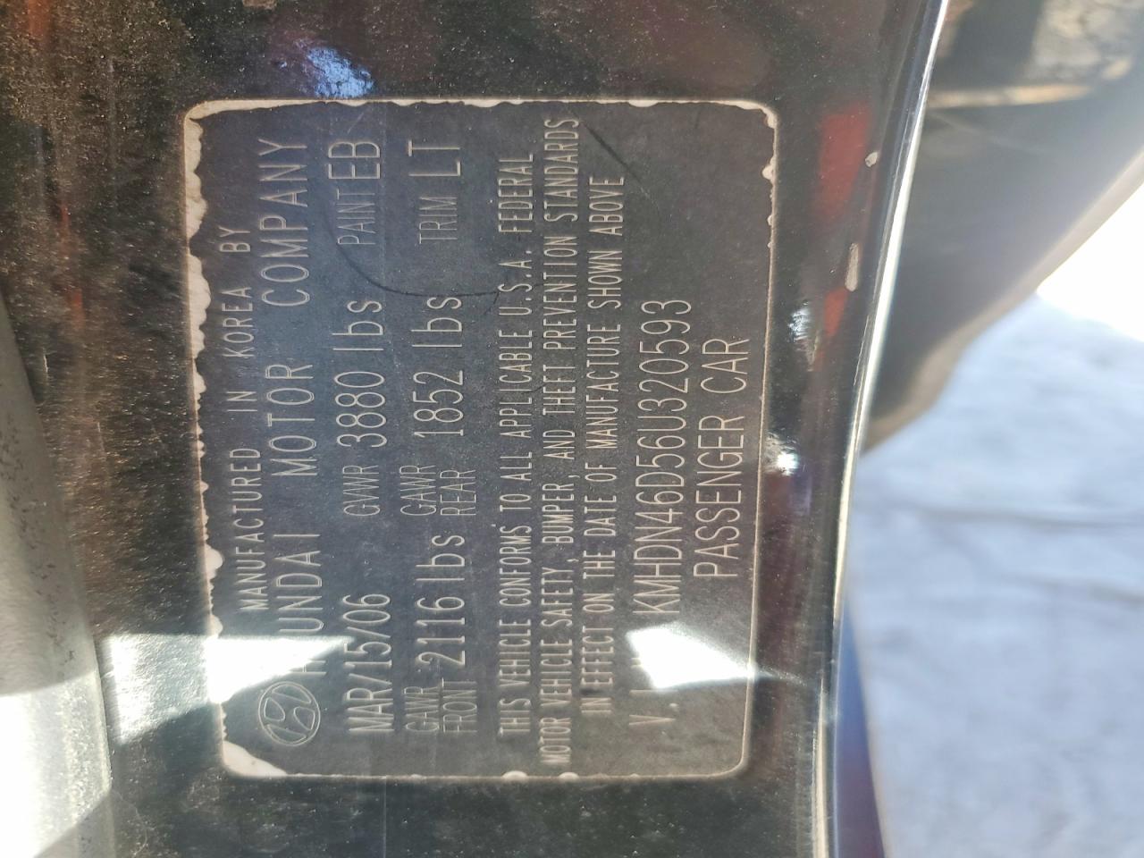 2006 HYUNDAI ELANTRA GLS photo 12