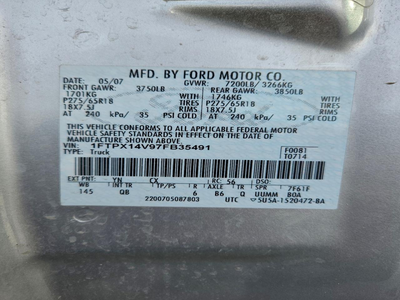 2007 FORD F150 photo 23