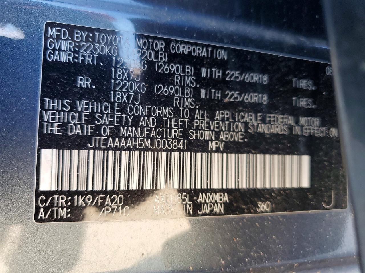 2021 TOYOTA VENZA LE photo 12