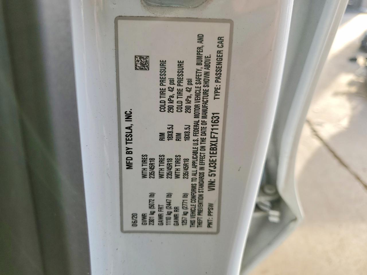 2020 TESLA MODEL 3 photo 13
