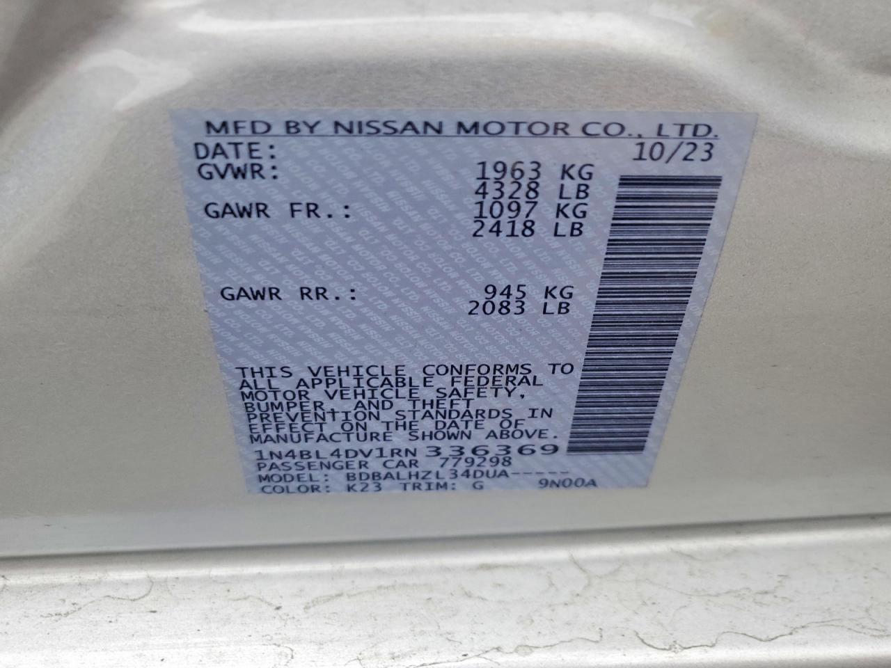 2024 NISSAN ALTIMA SV photo 12