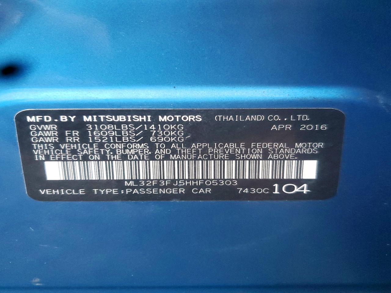 2017 MITSUBISHI MIRAGE G4 ES photo 13
