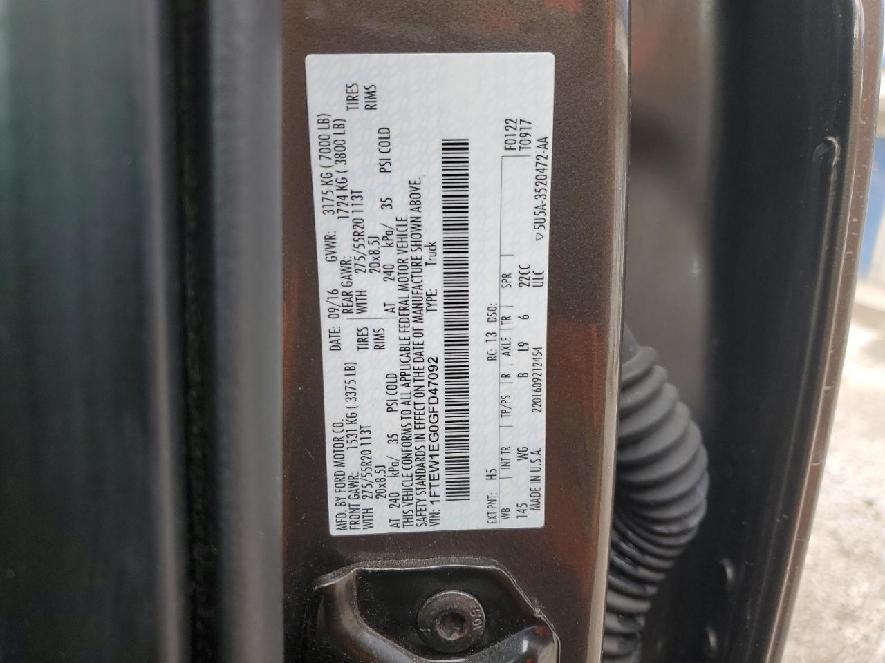 2016 FORD F150 SUPERCREW photo 12