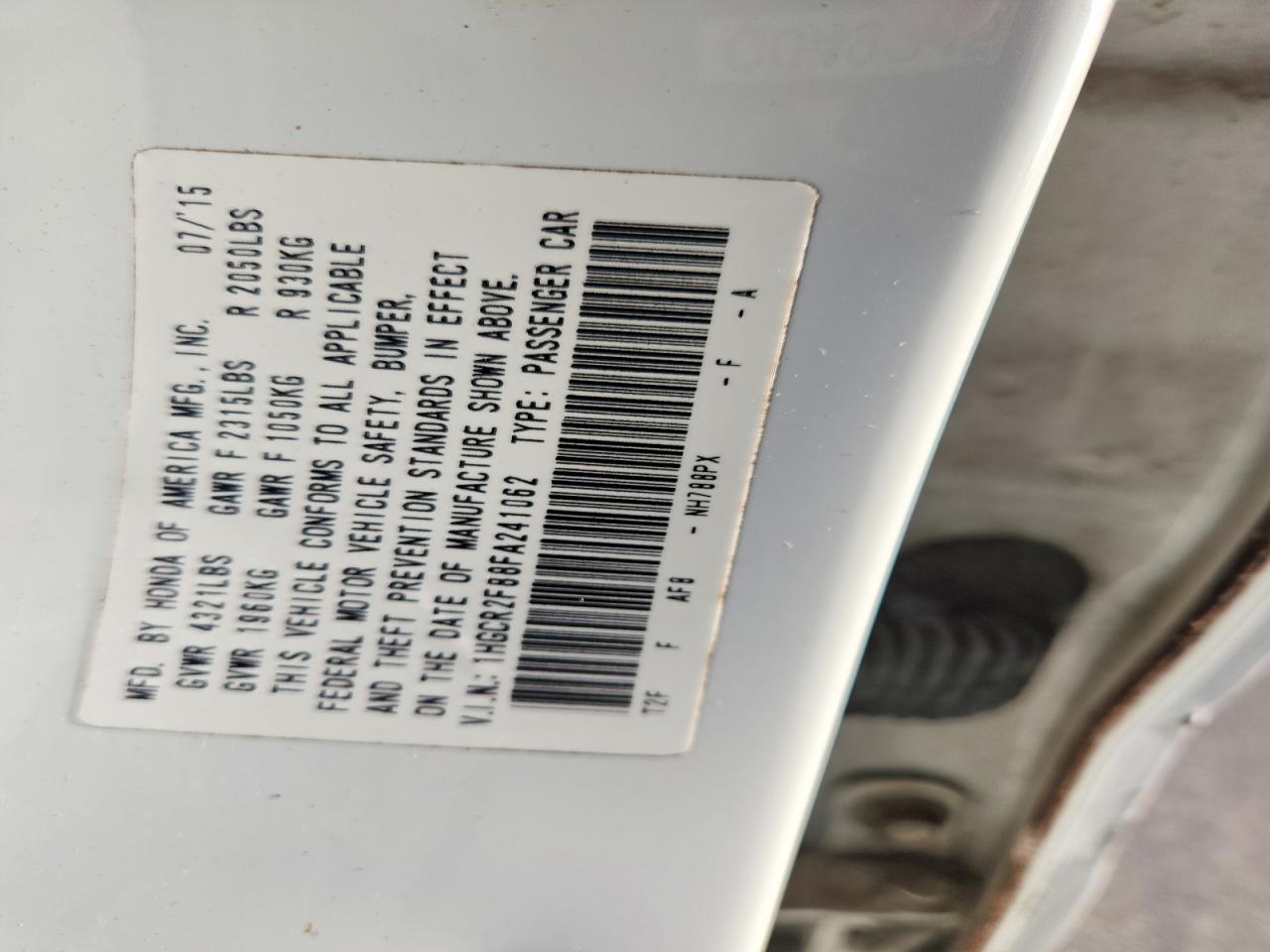 2015 HONDA ACCORD EXL photo 12