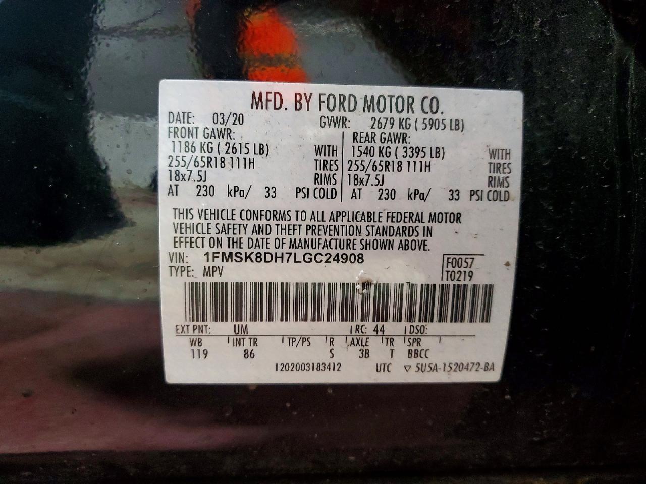 2020 FORD EXPLORER XLT photo 14