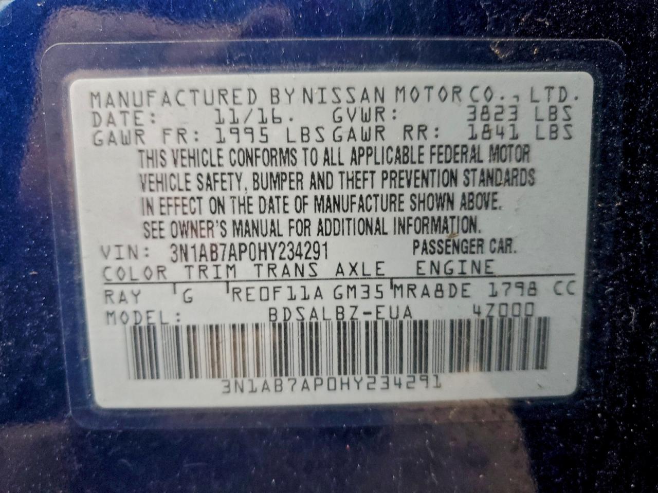 2017 NISSAN SENTRA S photo 12