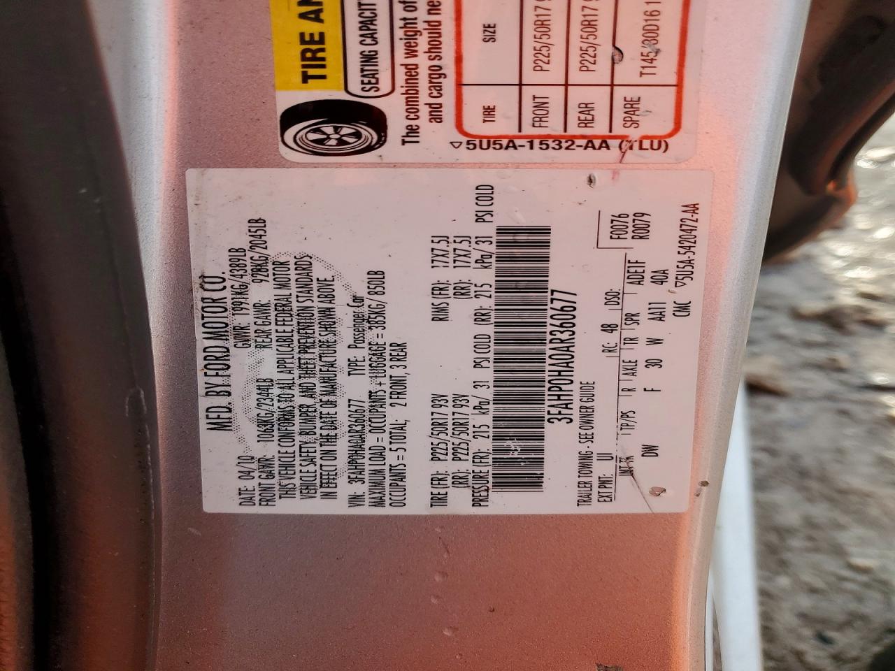 2010 FORD FUSION SE photo 12