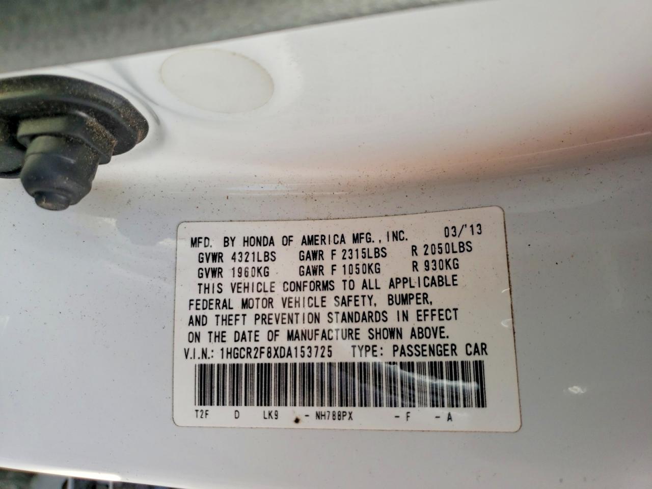 2013 HONDA ACCORD EXL photo 12