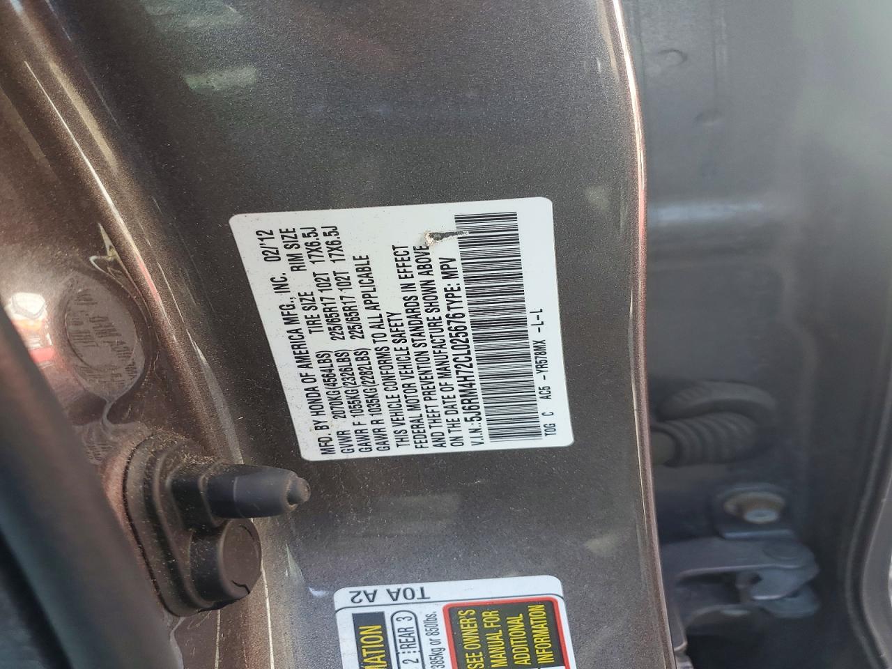 2012 HONDA CR-V EXL photo 13