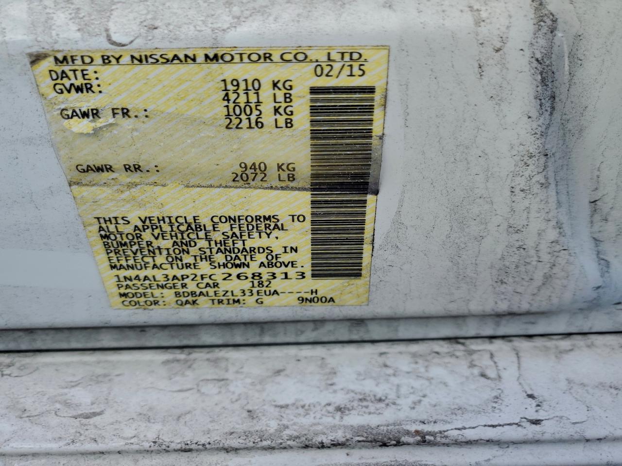 2015 NISSAN ALTIMA 2.5 photo 12