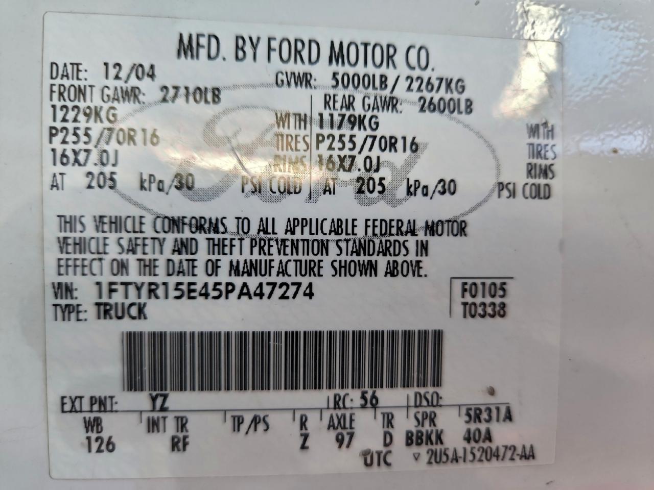 2005 FORD RANGER SUPER CAB photo 12