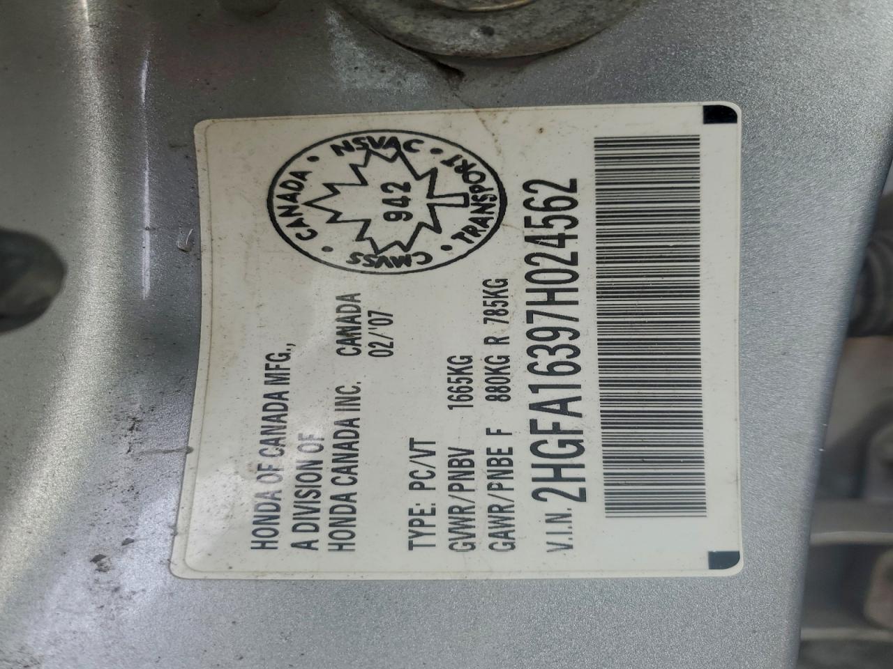 2007 HONDA CIVIC DX photo 13