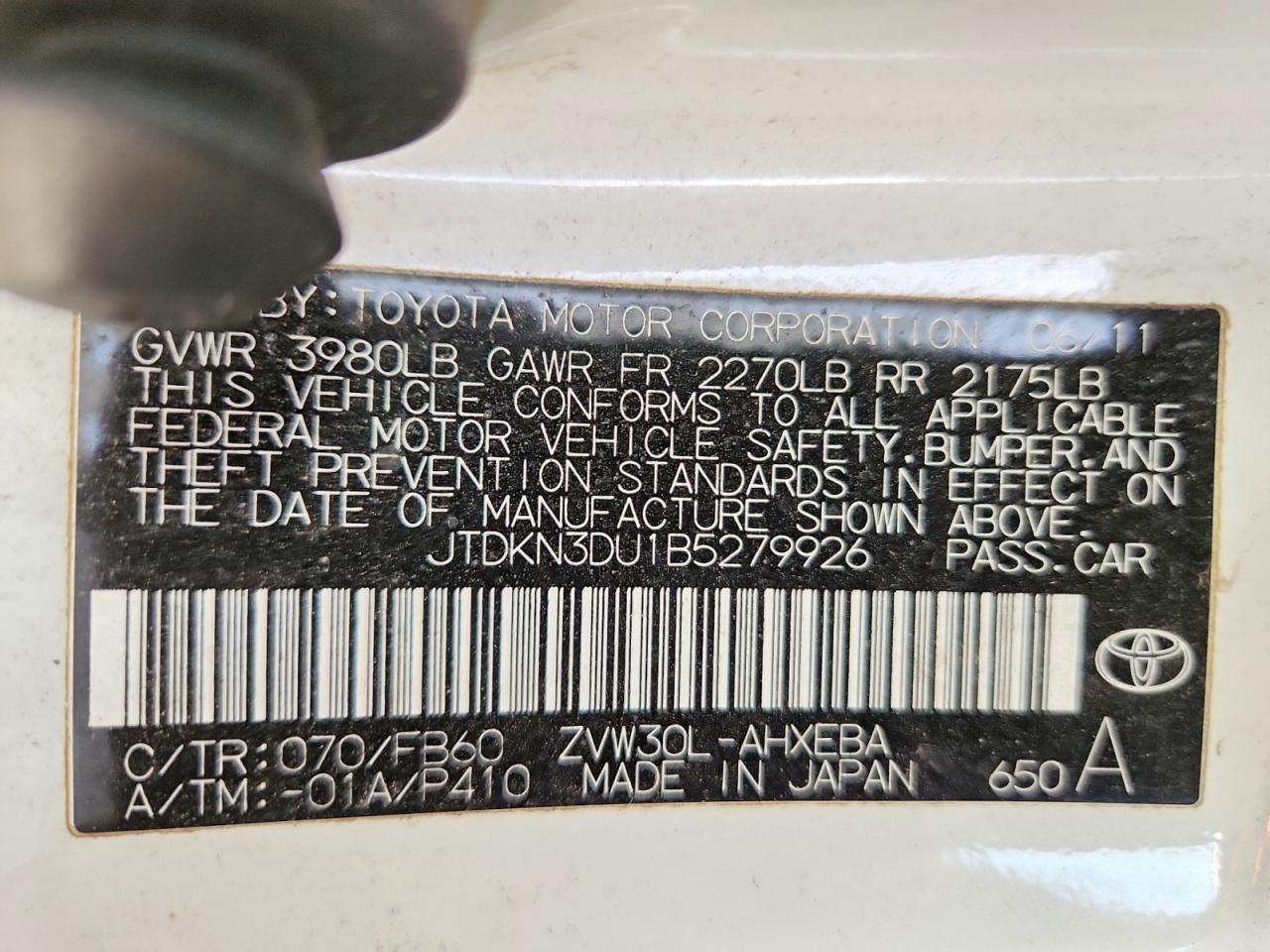 2011 TOYOTA PRIUS photo 12
