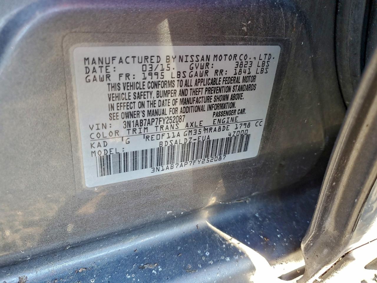 2015 NISSAN SENTRA S photo 12