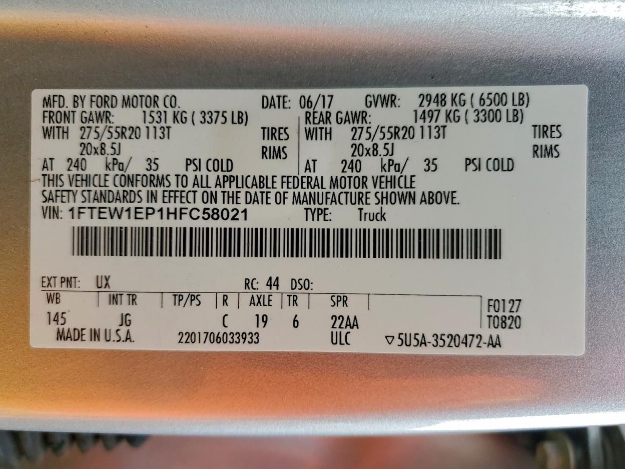 2017 FORD F150 SUPERCREW photo 12