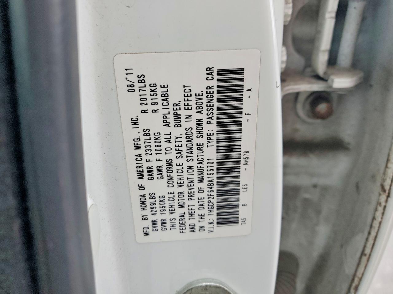 2011 HONDA ACCORD SE photo 12