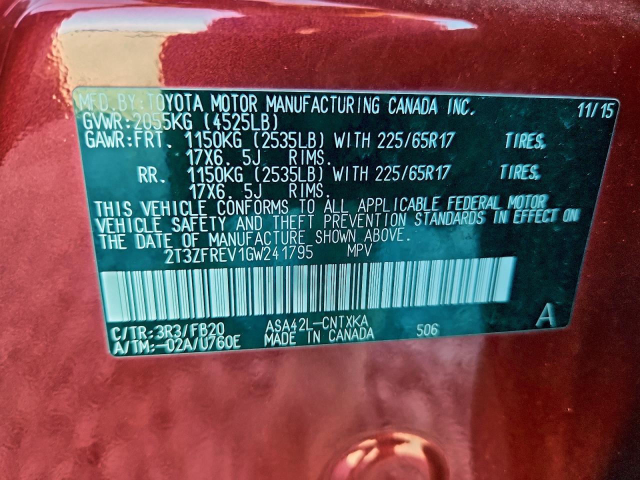 2016 TOYOTA RAV4 LE photo 12
