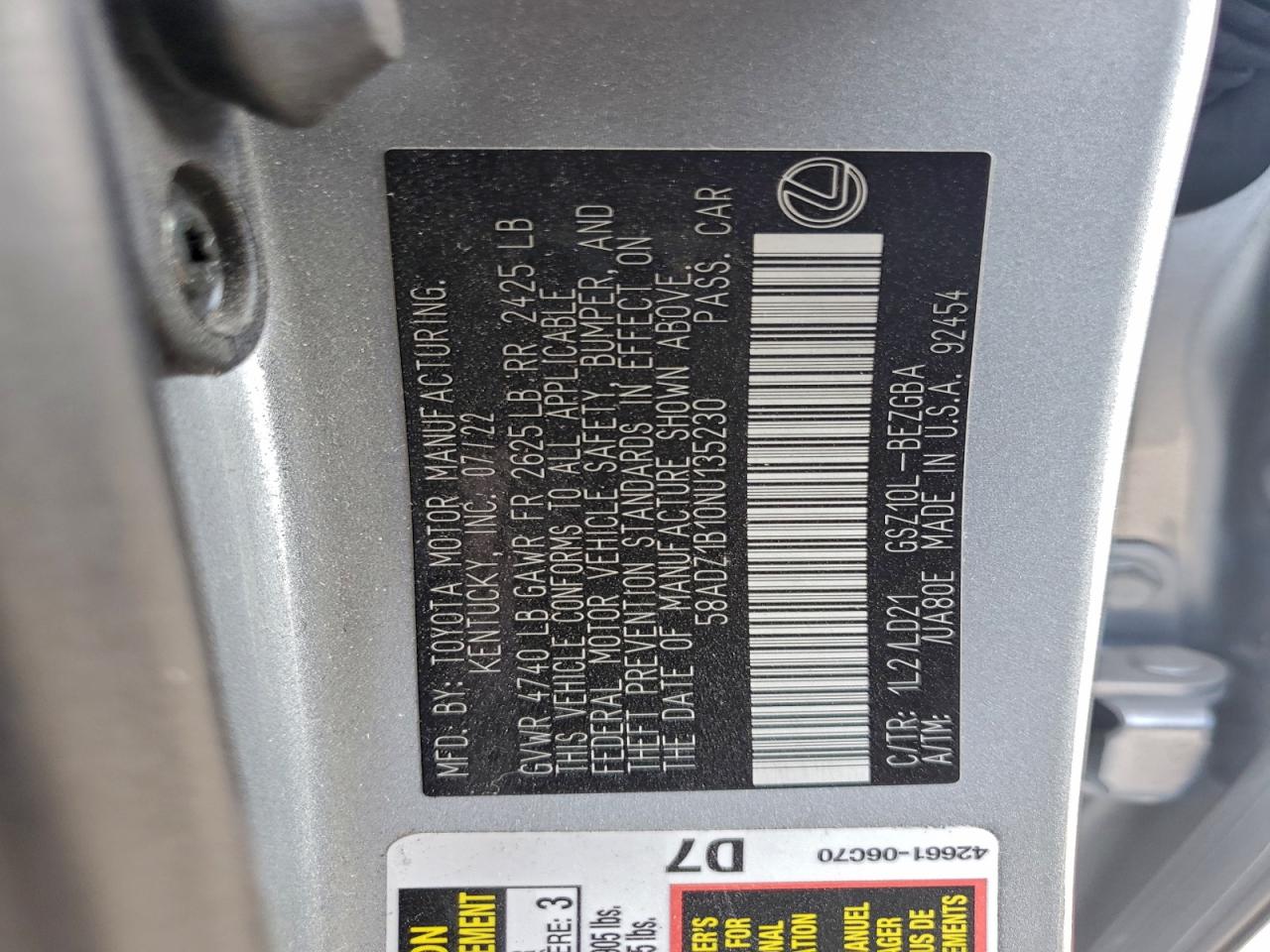 2022 LEXUS ES 350 BASE photo 13