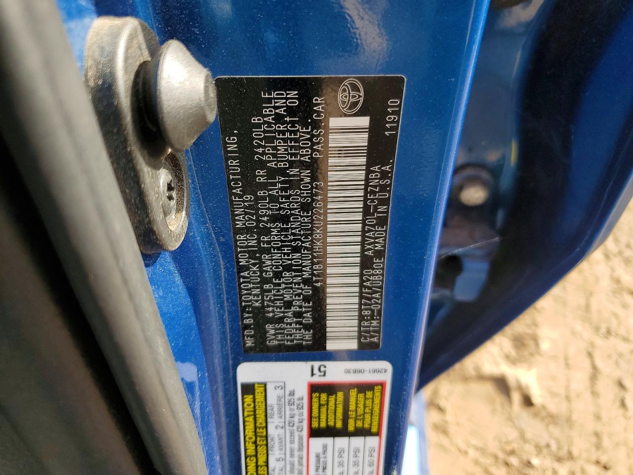 2019 TOYOTA CAMRY L photo 12