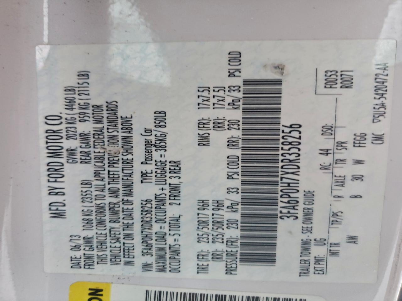 2013 FORD FUSION SE photo 12
