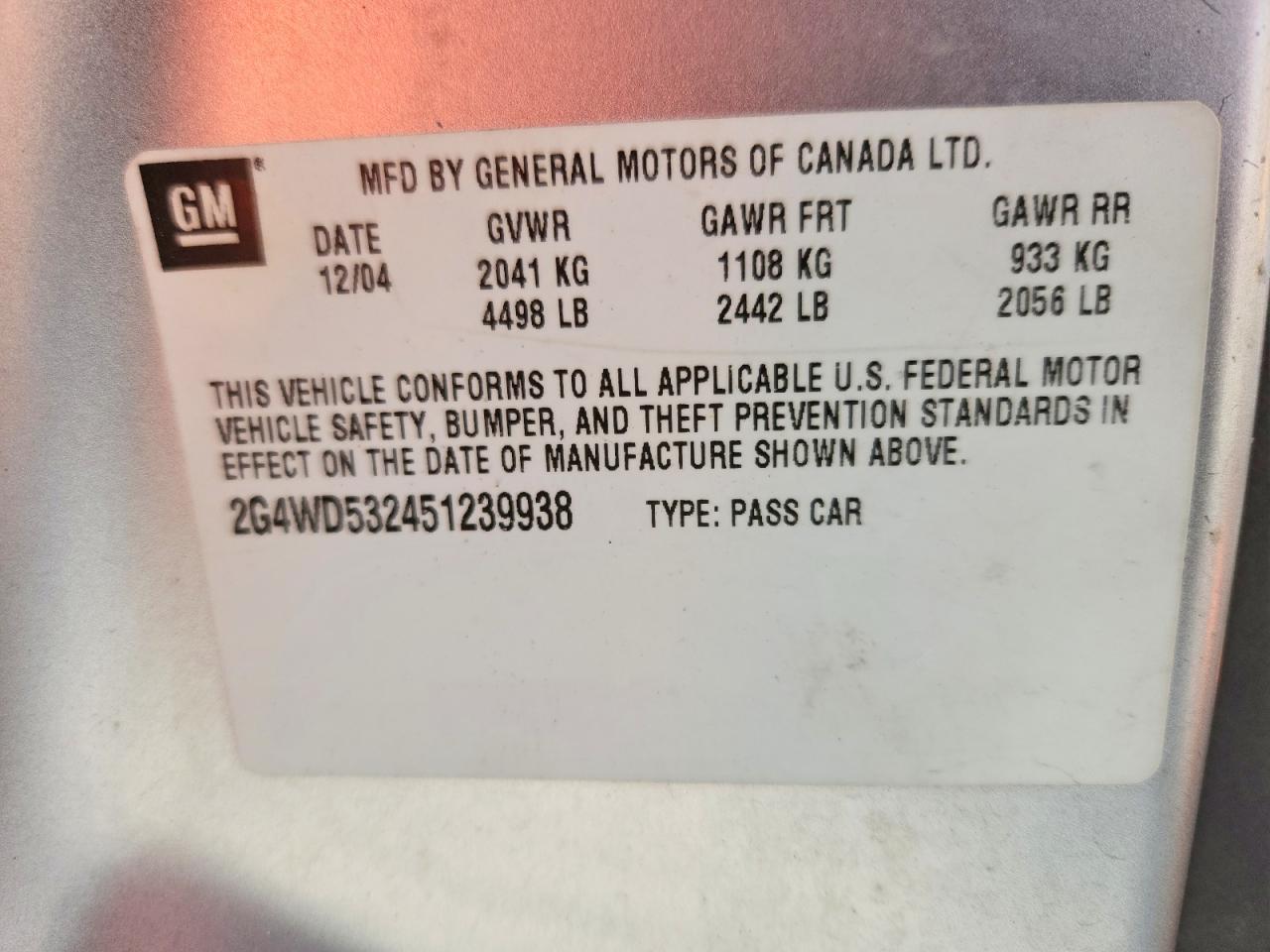 2005 BUICK LACROSSE CXL photo 13