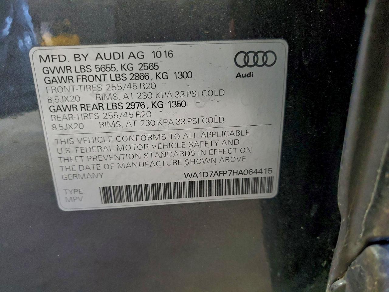 2017 AUDI Q5 PREMIUM PLUS S-LINE photo 13