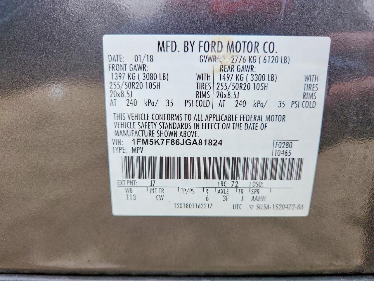 2018 FORD EXPLORER LIMITED photo 13