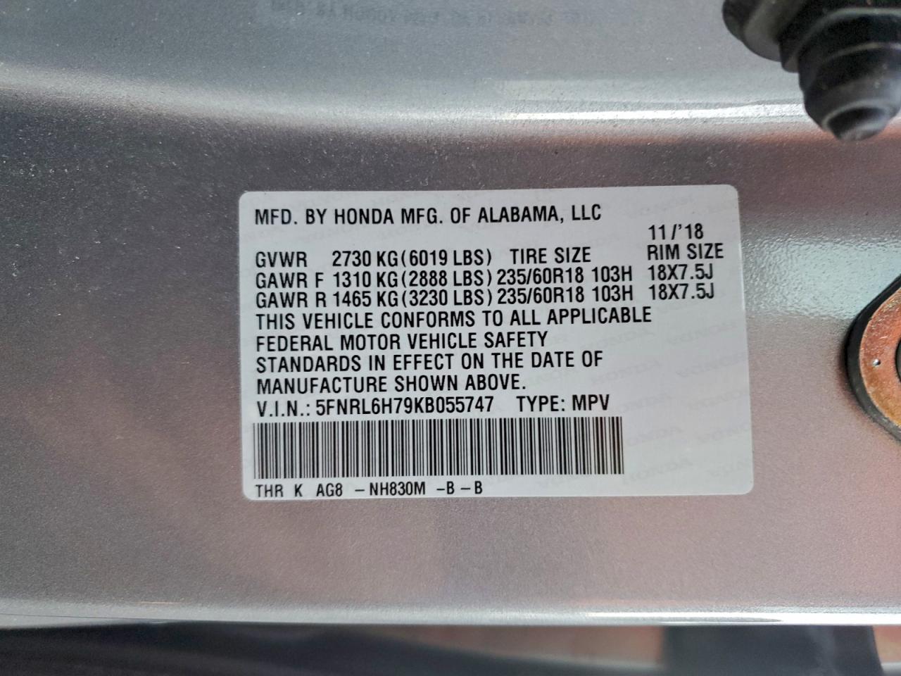 2019 HONDA ODYSSEY EXL photo 14