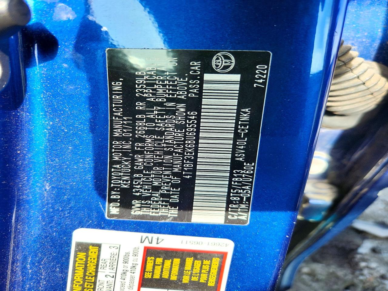 2011 TOYOTA CAMRY BASE photo 34