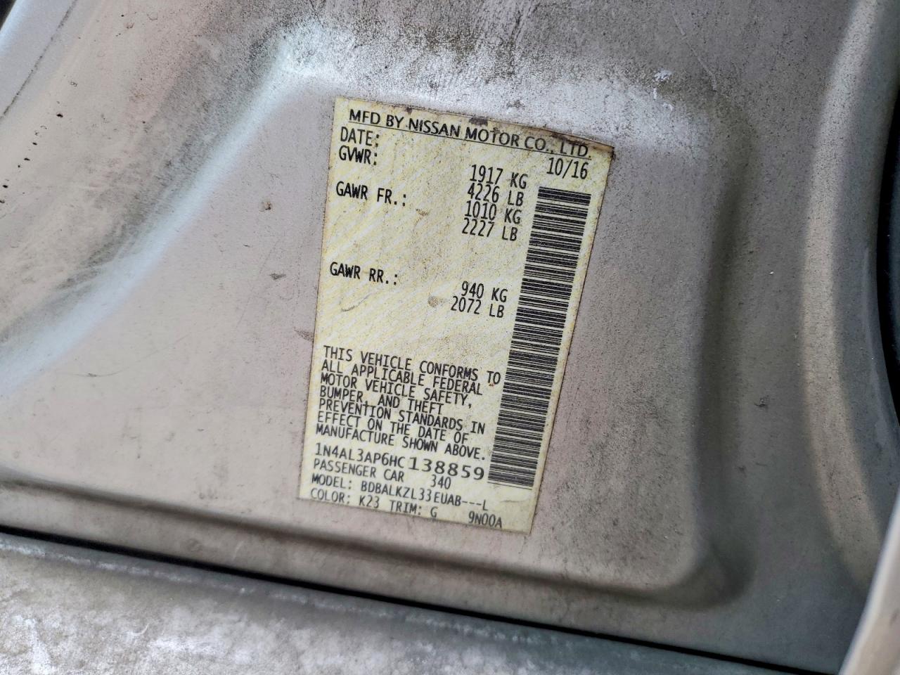 2017 NISSAN ALTIMA 2.5 photo 23