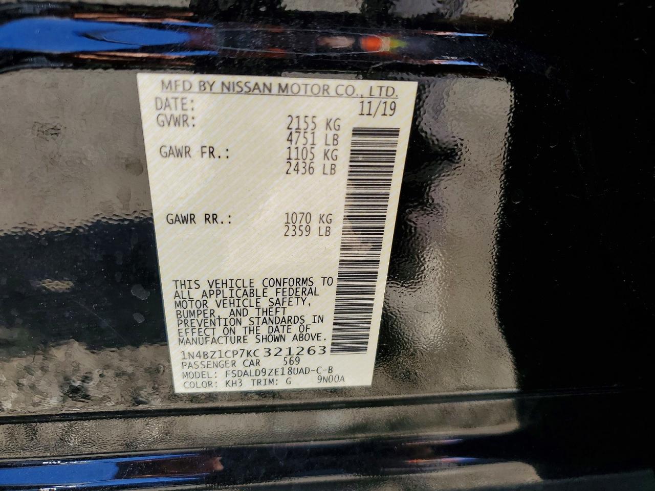2019 NISSAN LEAF S PLUS photo 13