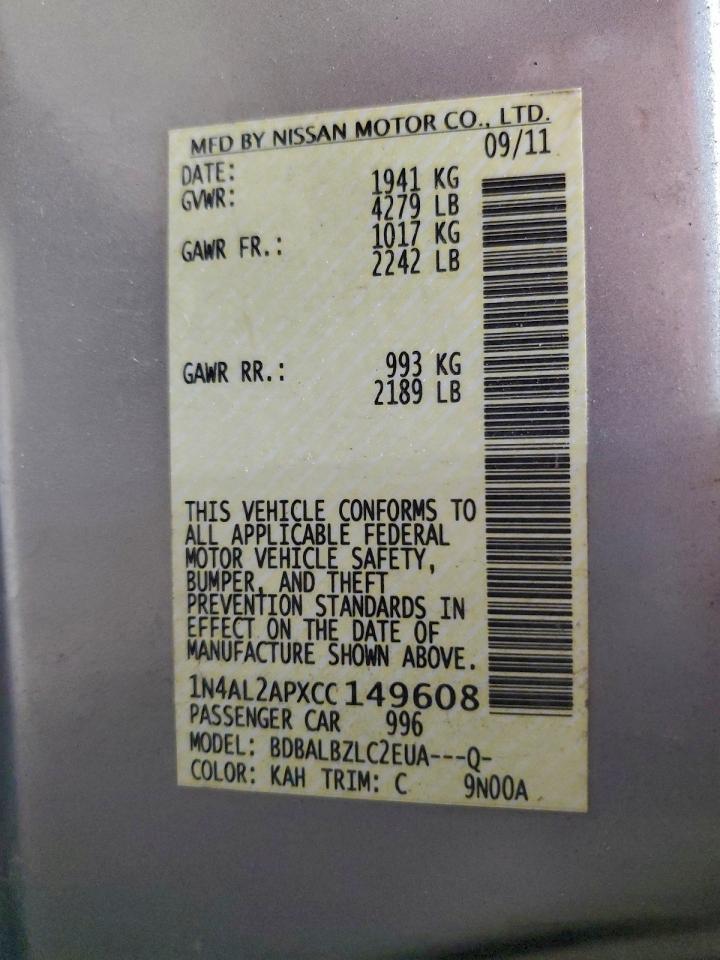2012 NISSAN ALTIMA BASE photo 25