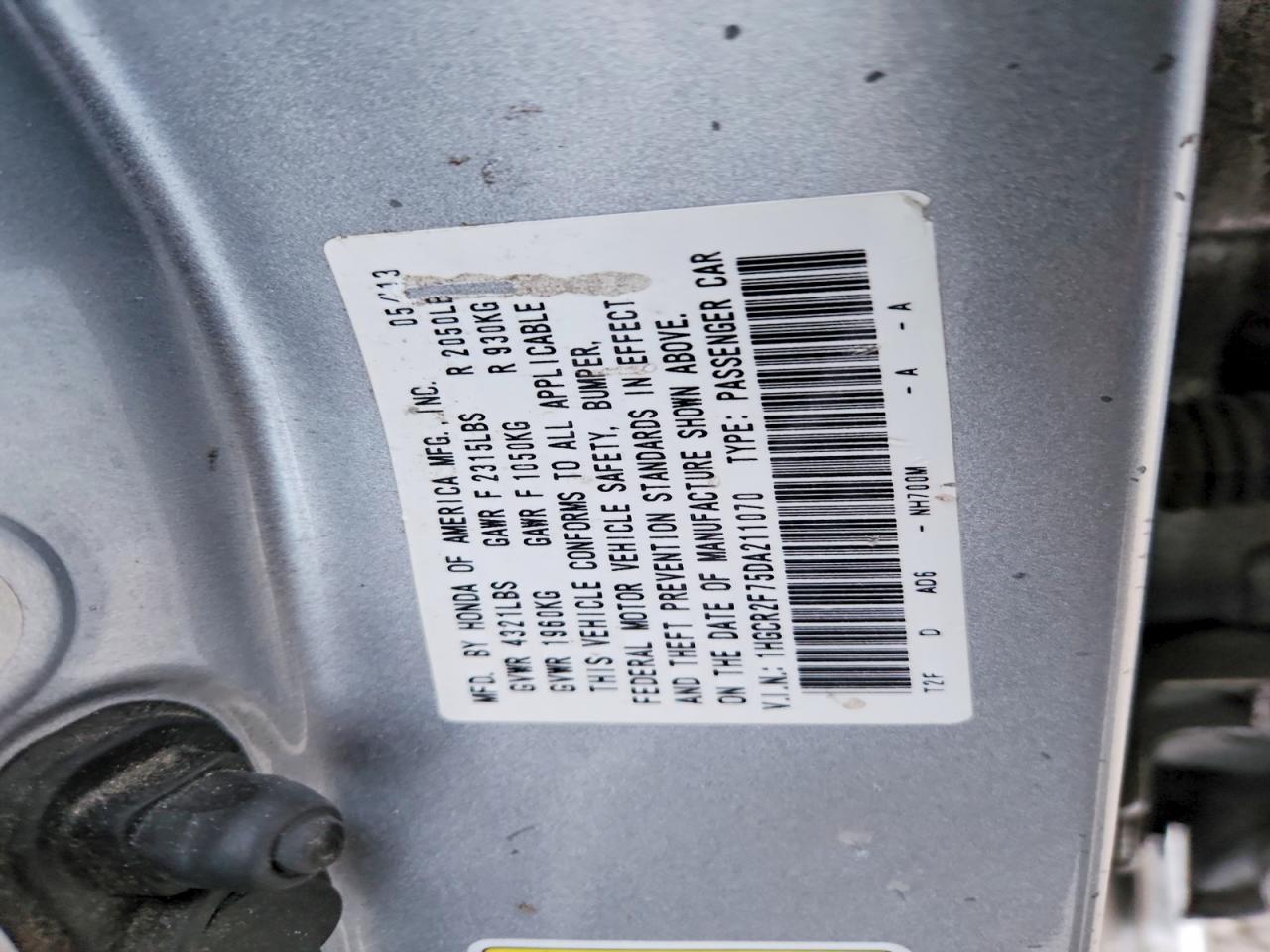 2013 HONDA ACCORD EX photo 12