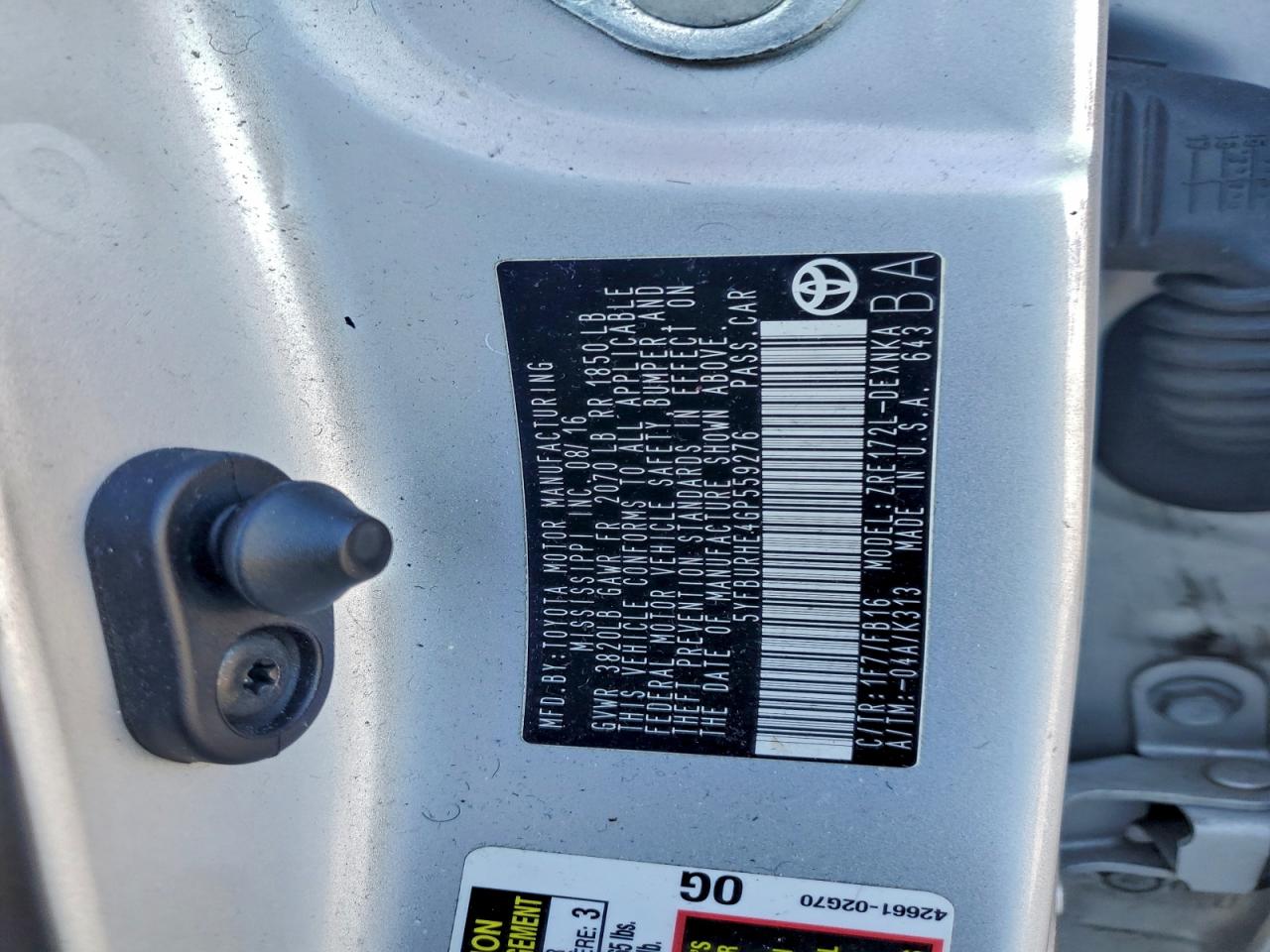 2016 TOYOTA COROLLA L photo 12
