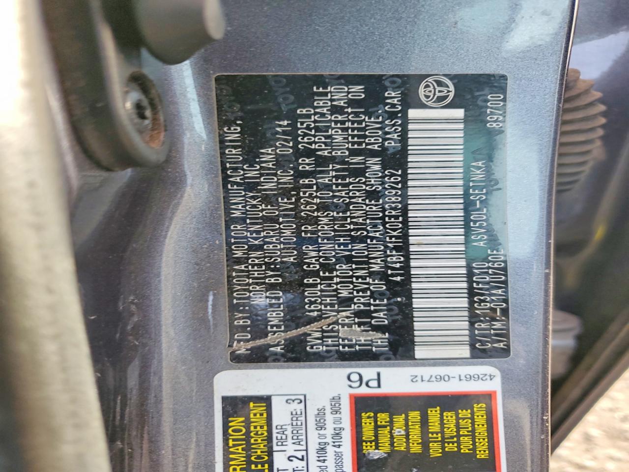 2014 TOYOTA CAMRY LE photo 12