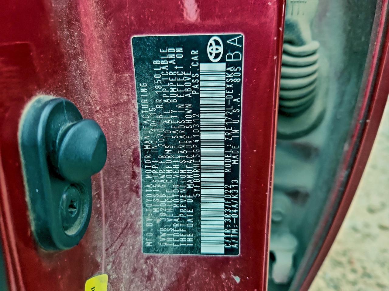 2016 TOYOTA COROLLA L photo 13