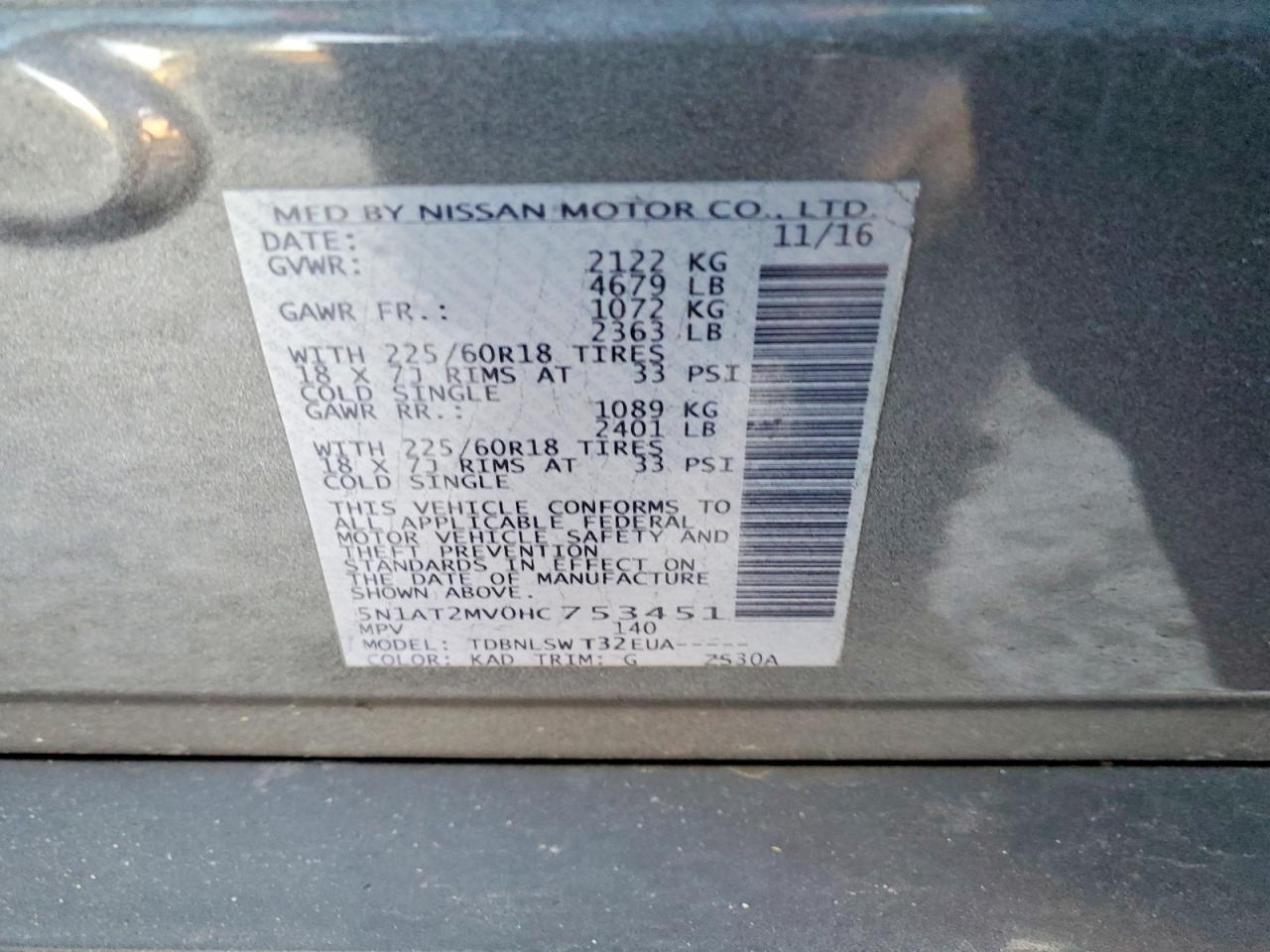 2017 NISSAN ROGUE SV photo 13