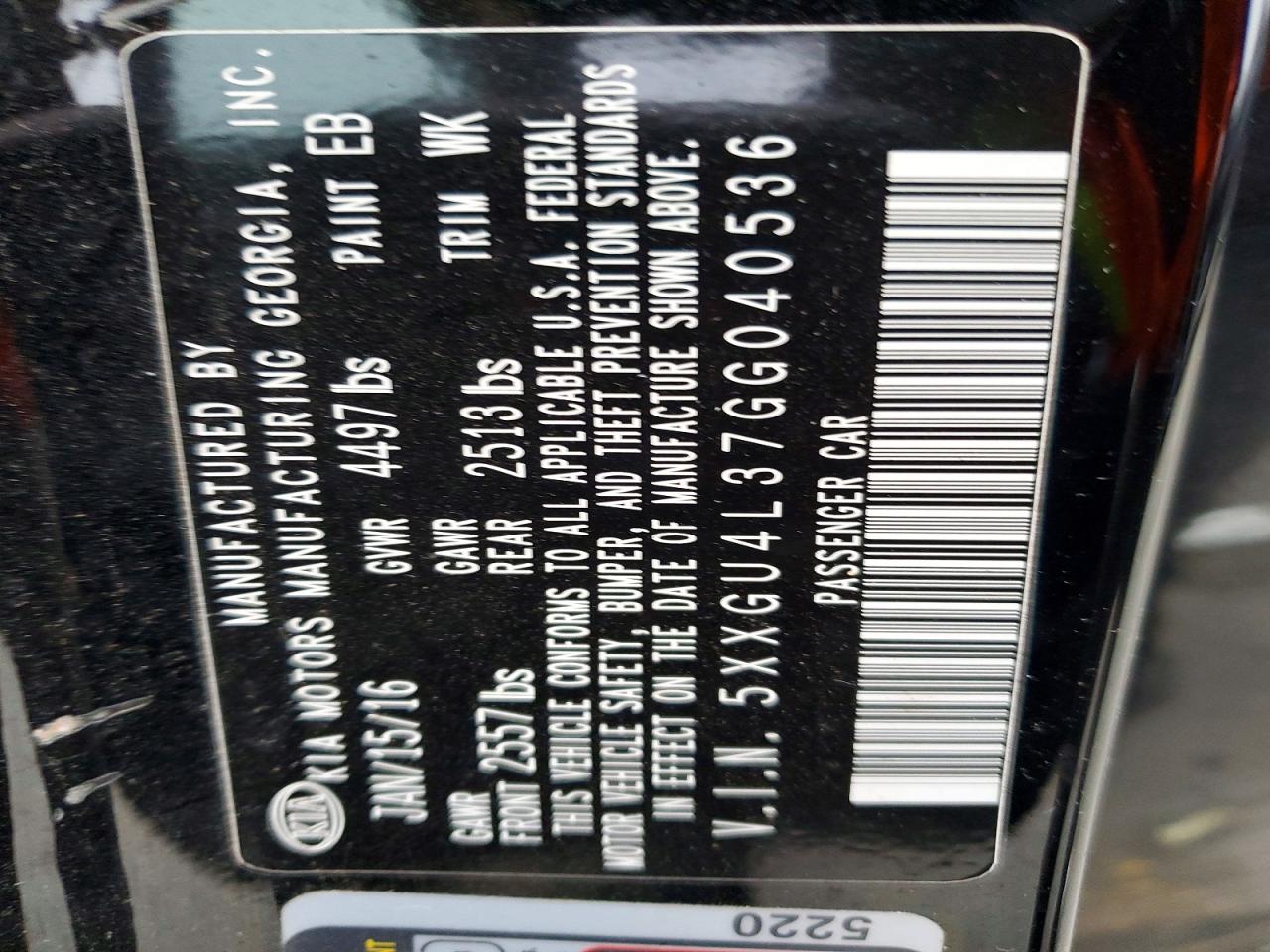 2016 KIA OPTIMA EX photo 12