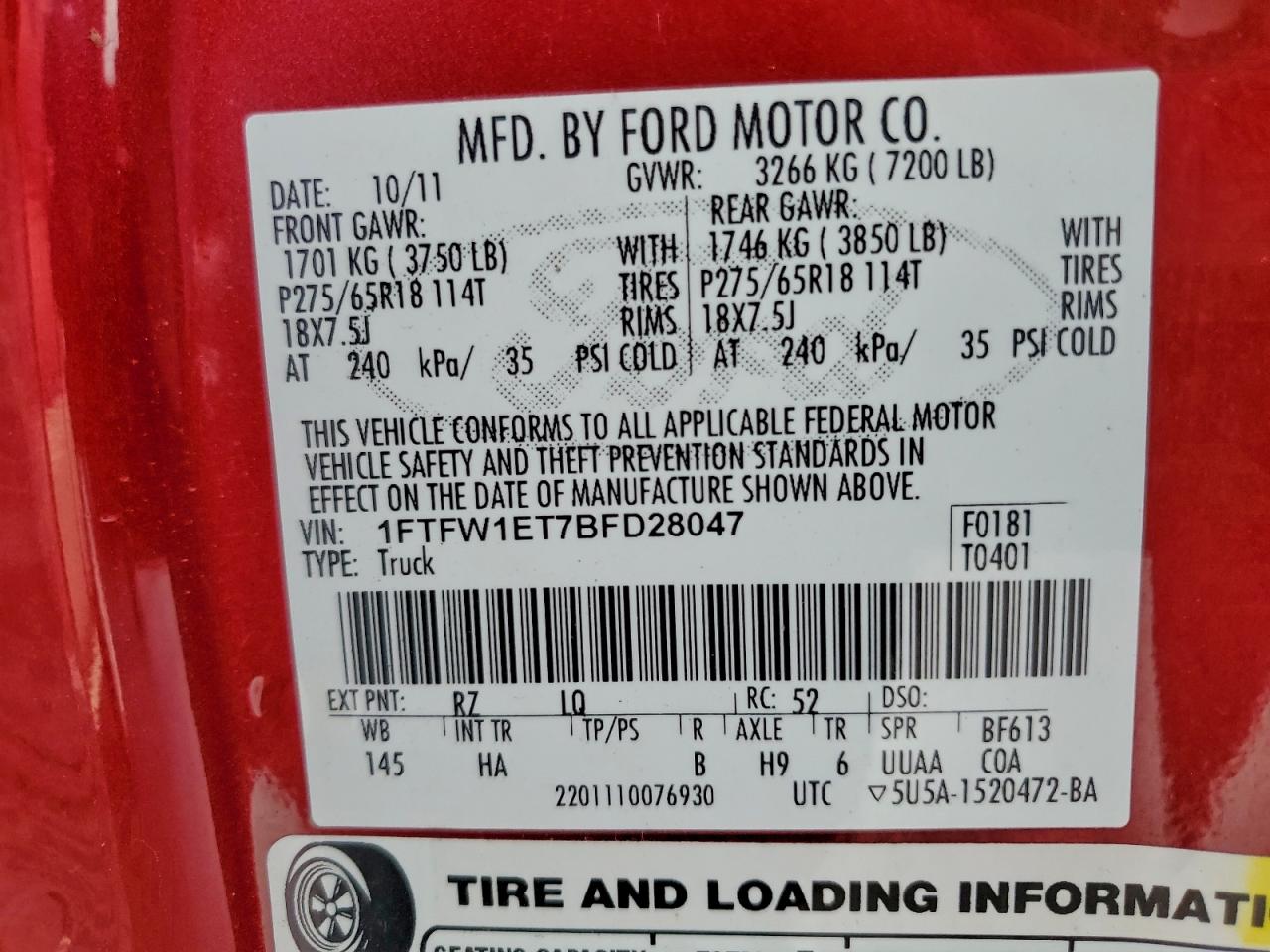 2011 FORD F150 SUPERCREW photo 12