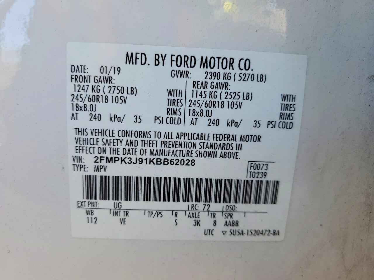 2019 FORD EDGE SEL photo 14