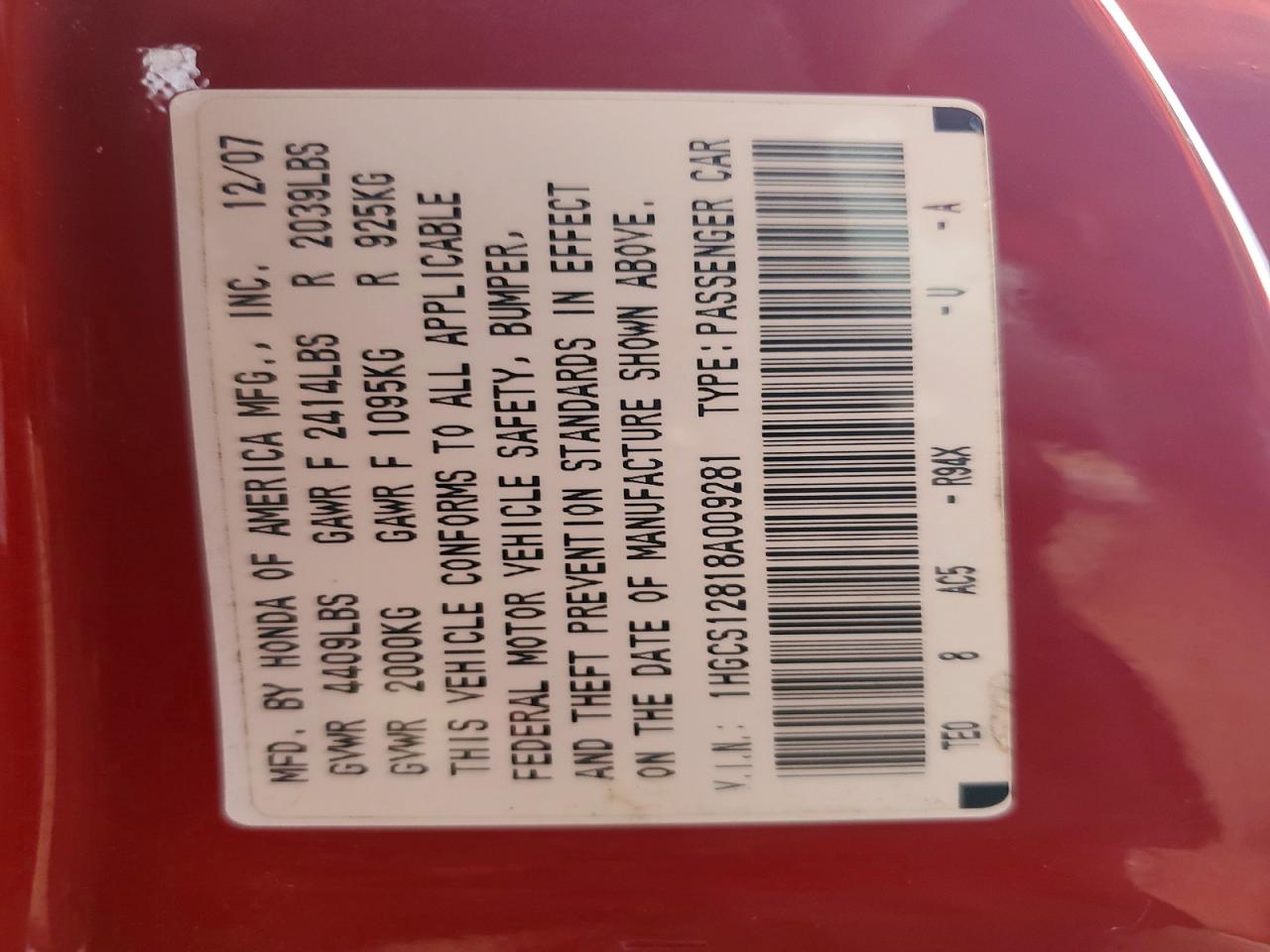 2008 HONDA ACCORD EXL photo 13