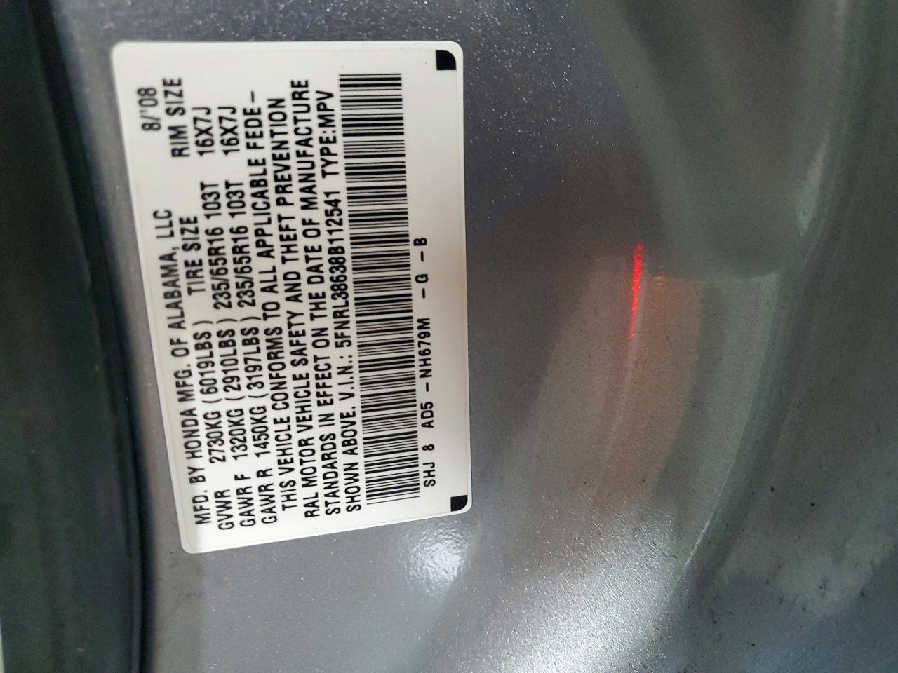 2008 HONDA ODYSSEY EXL photo 13