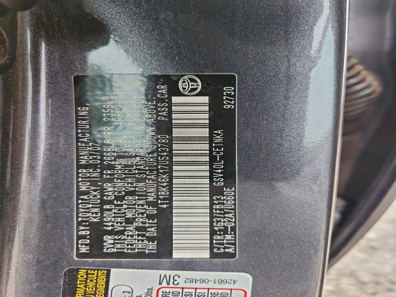 2007 TOYOTA CAMRY LE photo 25