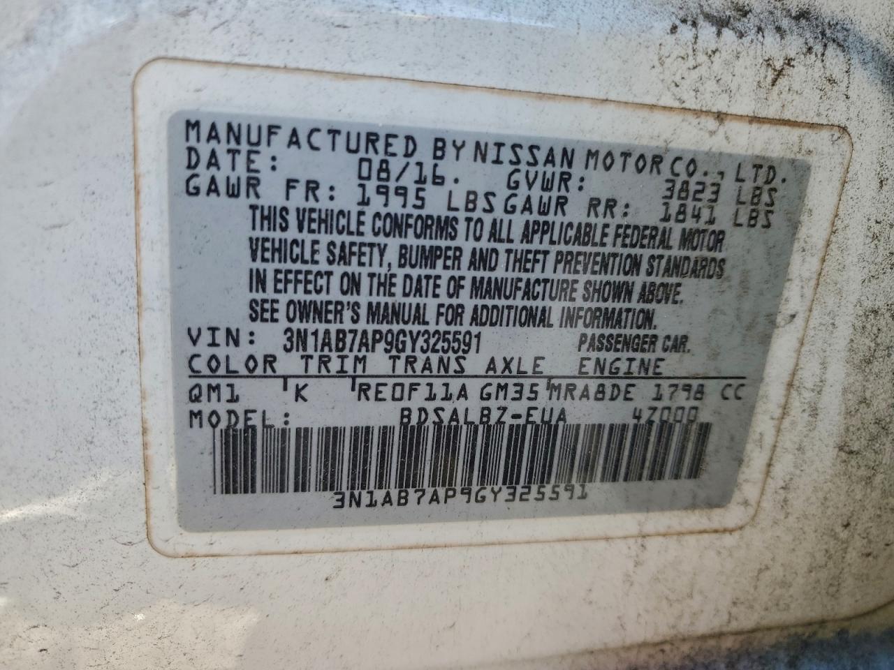 2016 NISSAN SENTRA S photo 12