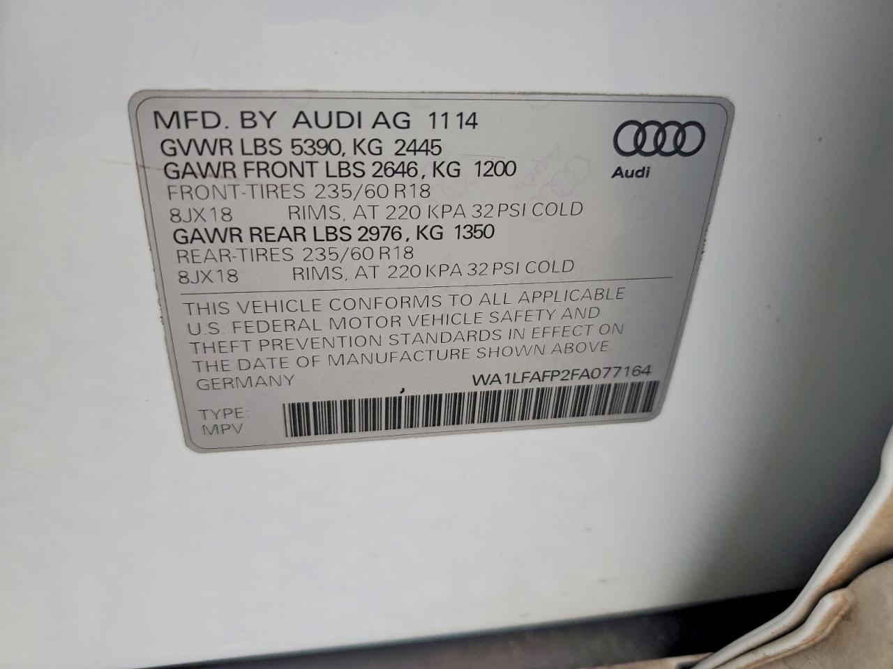 2015 AUDI Q5 PREMIUM PLUS photo 12