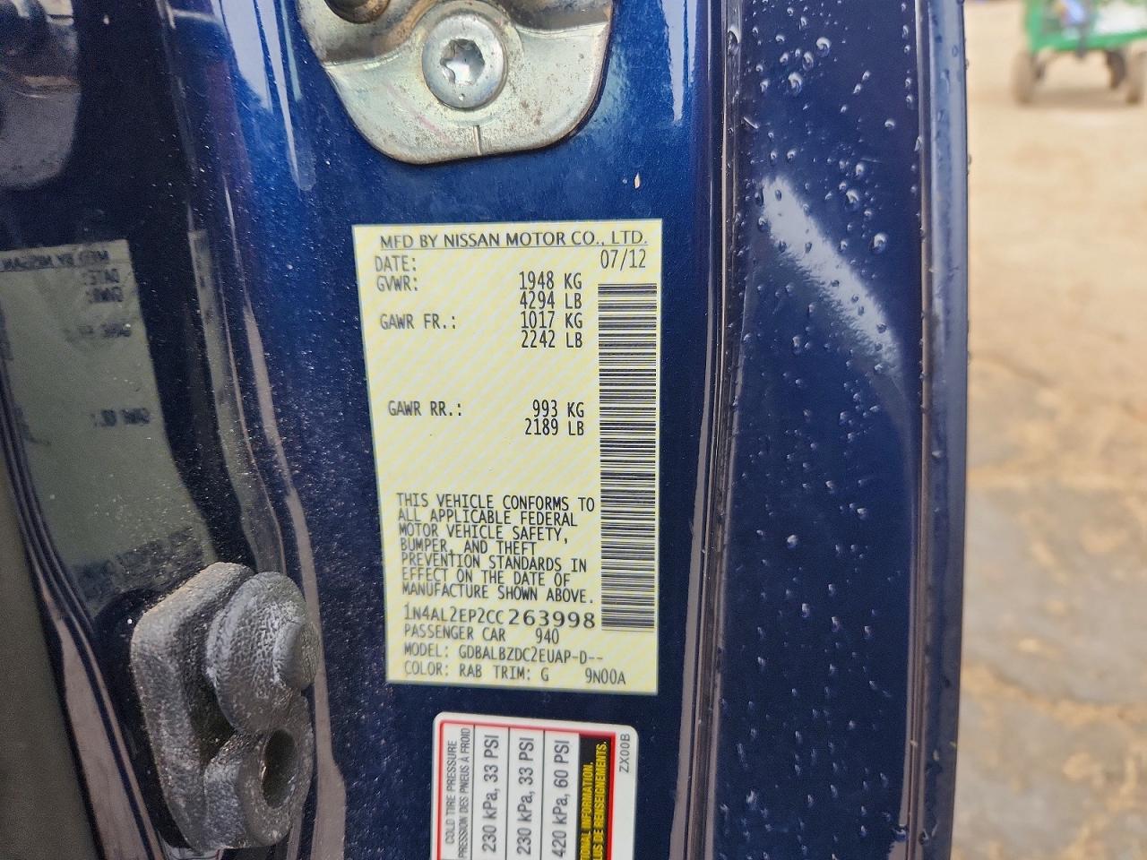 2012 NISSAN ALTIMA S photo 13