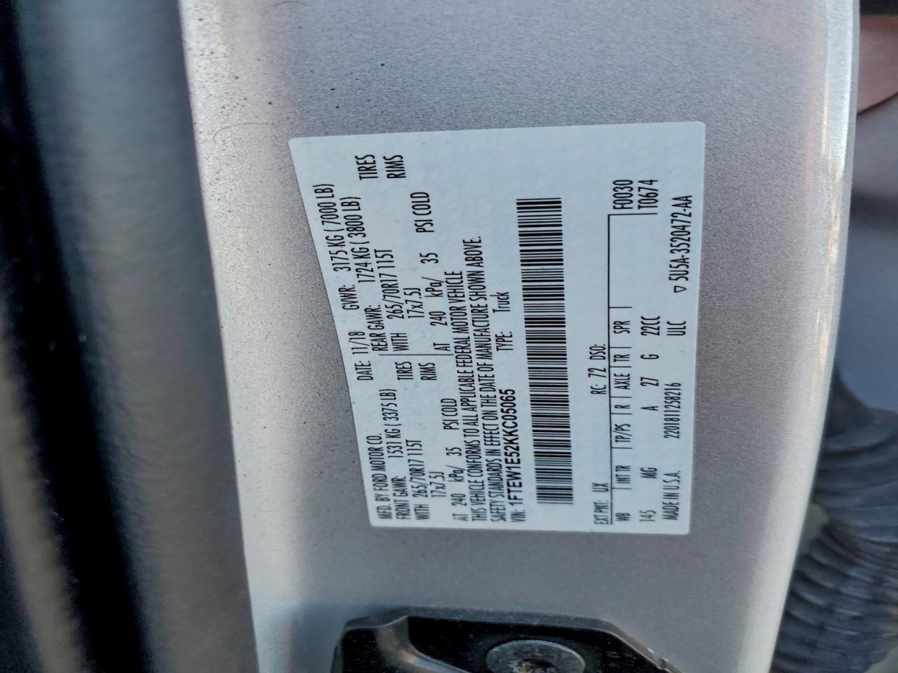 2019 FORD F150 SUPERCREW photo 12