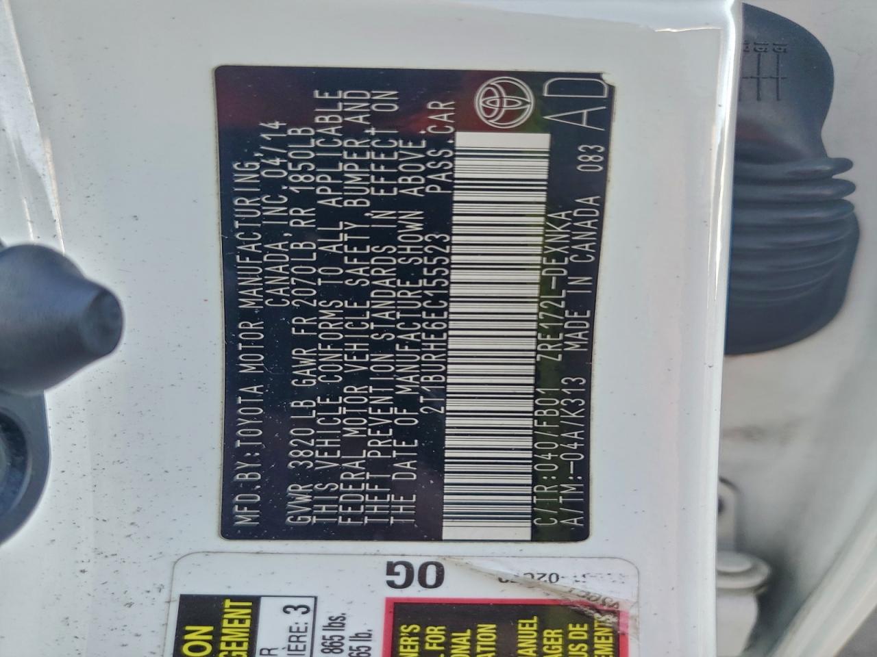 2014 TOYOTA COROLLA L photo 34