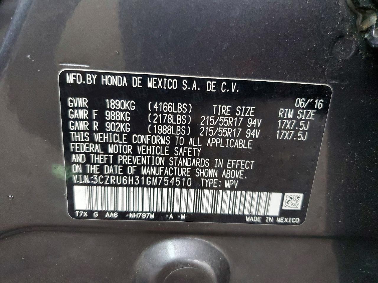 2016 HONDA HR-V LX photo 13