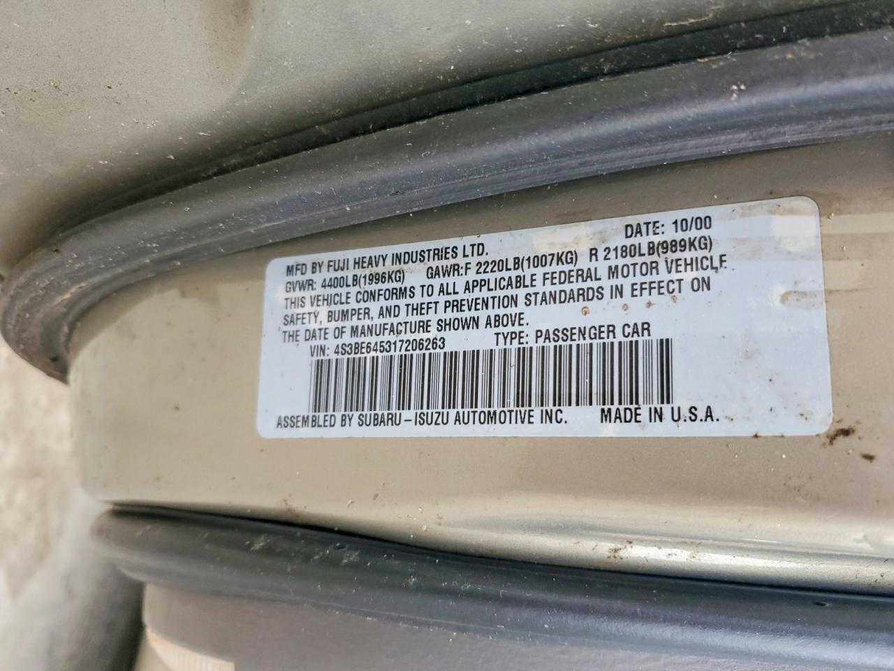 2001 SUBARU LEGACY GT photo 12